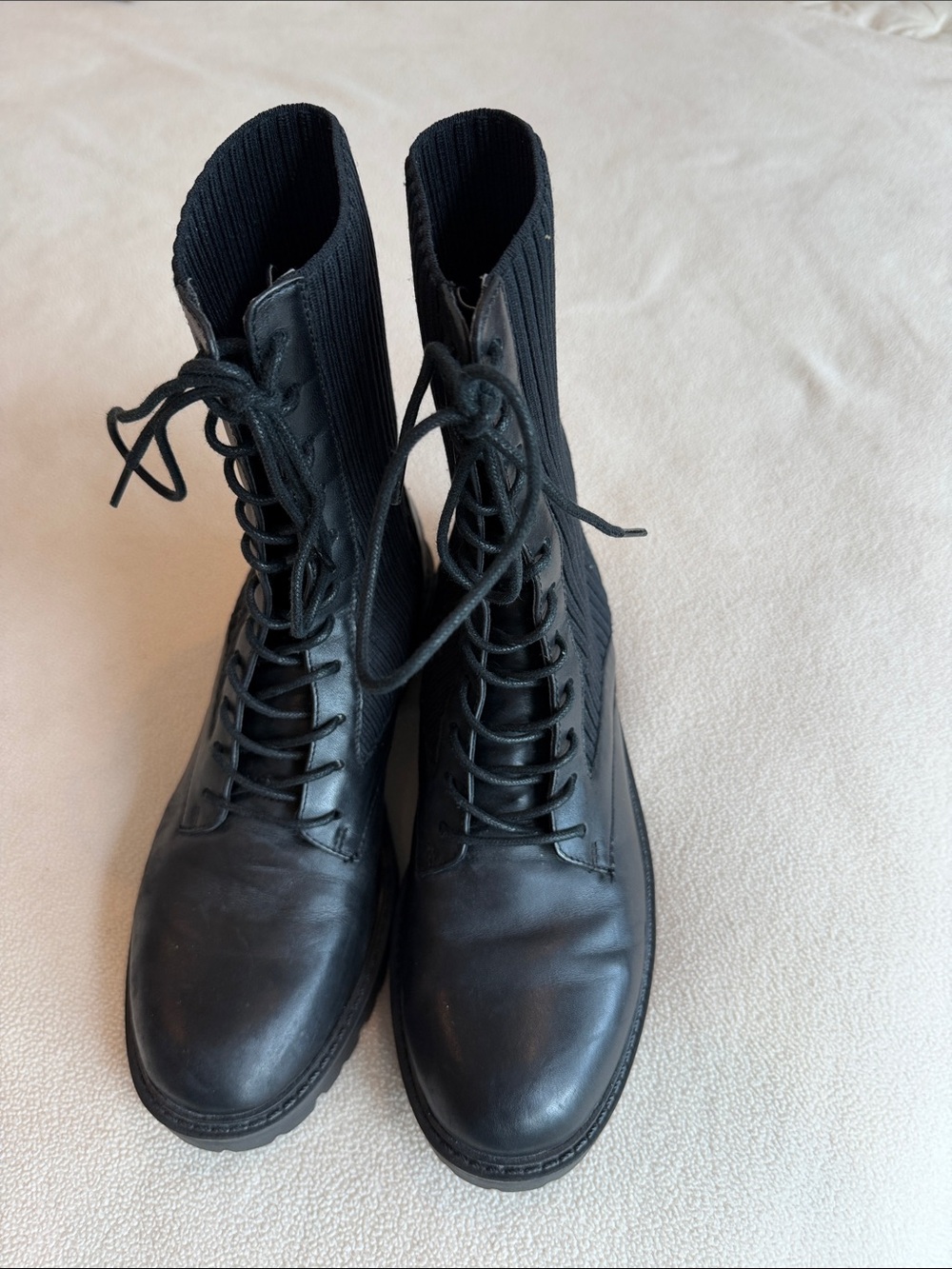 Charles David Black Lace-Up Combat Ankle Boots